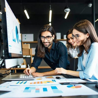 Qellus team helping the customer at their office understanding their processes-1